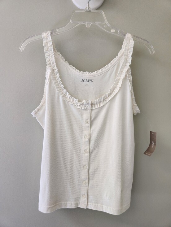 J. Crew Tops - J. Crew Ruffle-Trim Button-Front Tank, NWT